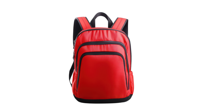 Durable and stylish red backpack with black trim, the perfect companion for all your adventures