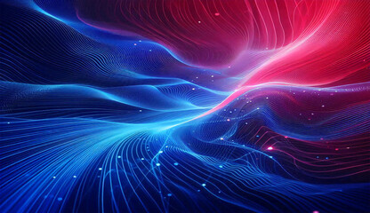 Obraz premium Modern technology gradient wave abstract background in blue and pink colors, dynamic abstract light trails in neon pink and blue colors.