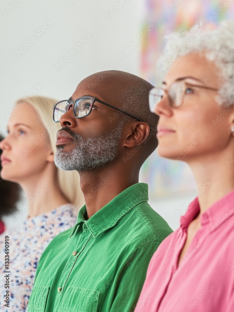 Fototapete mindful diversity at work inclusive generational team exploring creative collaboration through inten