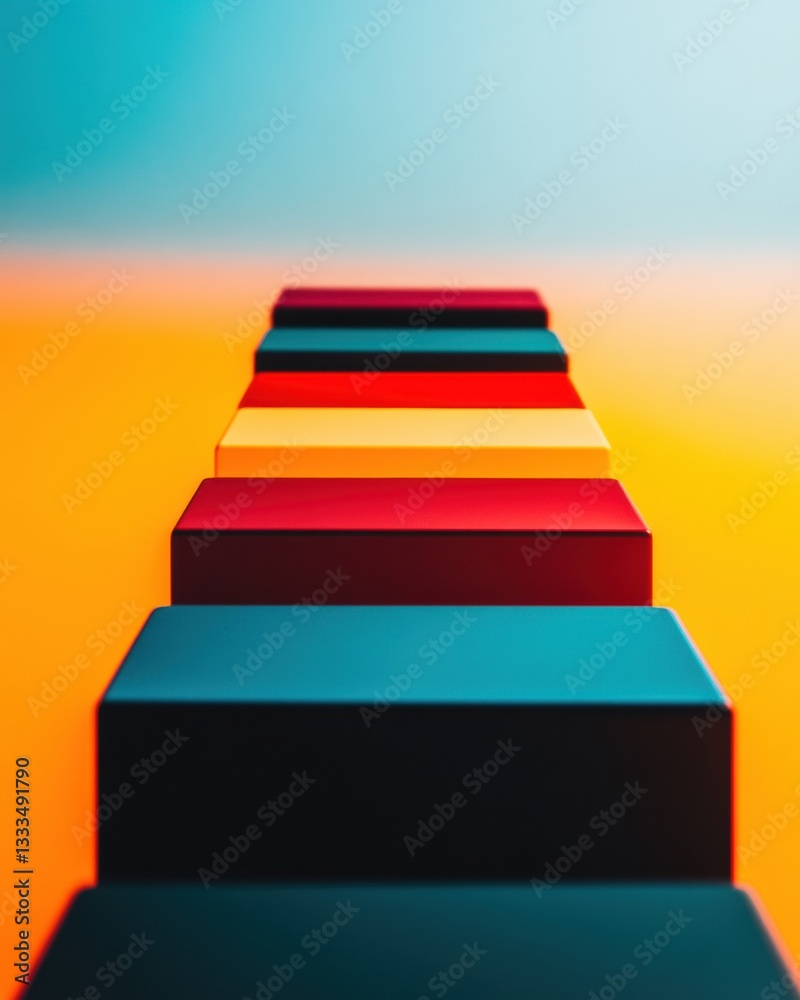 Aufkleber Gradient Progress Visualization Vibrant Color Gradient Steps Symbolizing Digital Transformation, Innovation Pathways and Creative Workflow Ascension