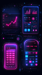 Futuristic Neon Screens Digital Interface