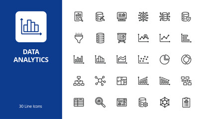 Data Visualization and Analytics Line Icon Set