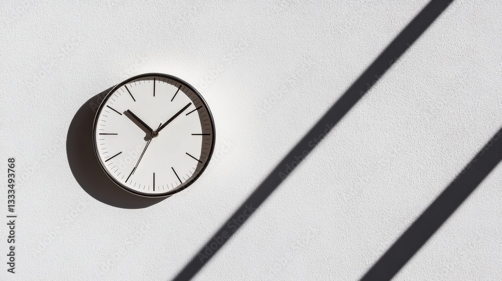 Poster minimalist time management sleek analog clock on monochromatic background - 2025 productivity design
