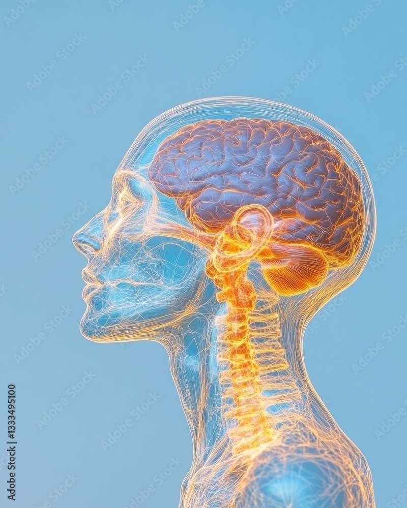 Poster neurological visualization advanced cognitive mapping with translucent anatomical - next-gen medical