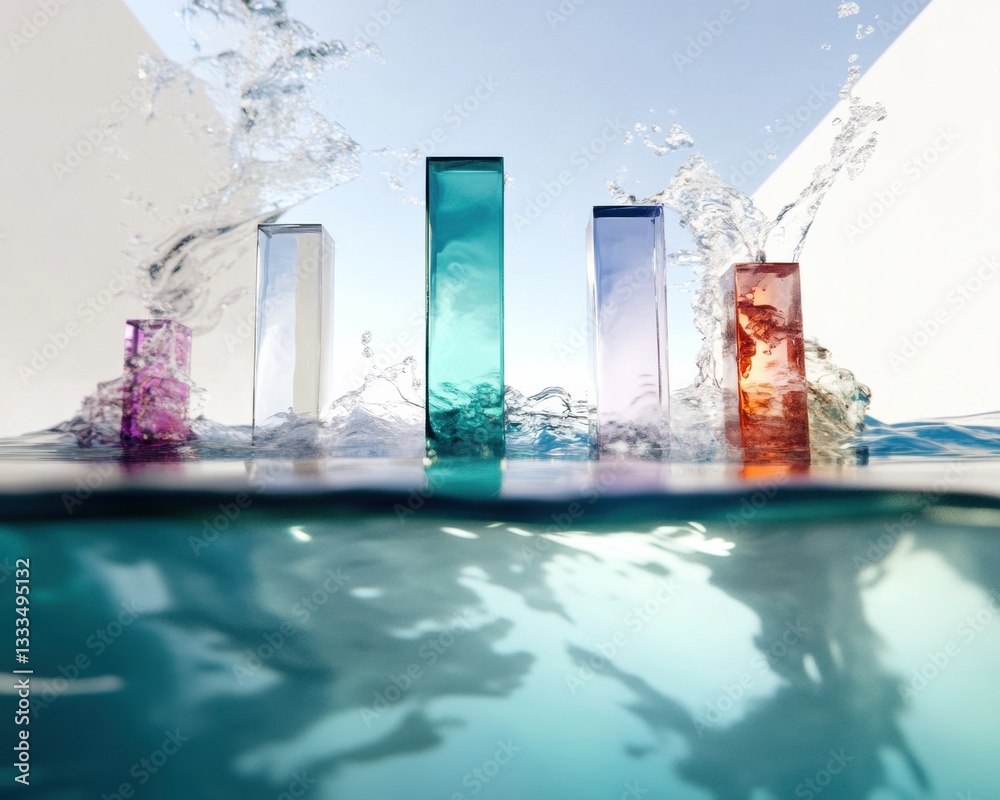 Aufkleber hydro-dynamic skincare innovation transparent liquid design showcasing elemental beauty performance 