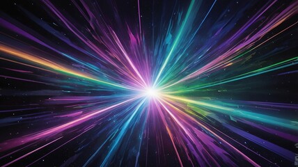 A Vibrant Cosmic Burst Of Rainbow Light Exploding From A Central Point, Radiating Energy And Wonder Across A Dark, Star-speckled Expanse
