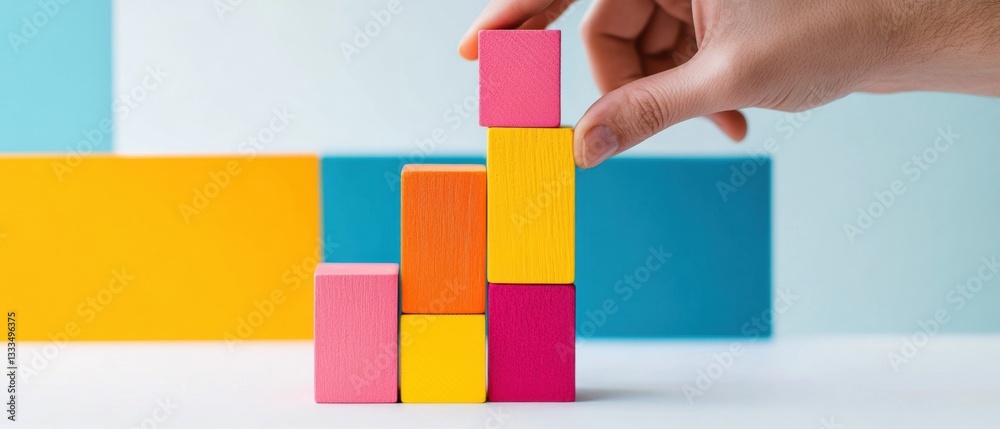 Aufkleber minimalist strategic growth geometric block stacking as entrepreneurial metaphor for dynamic market 