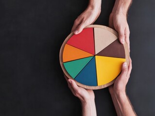 Inclusive Investment Visualization Minimalist Collaborative Pie Chart Demonstrating Diverse Financial Equity and Strategic Wealth Distribution for Modern Investors