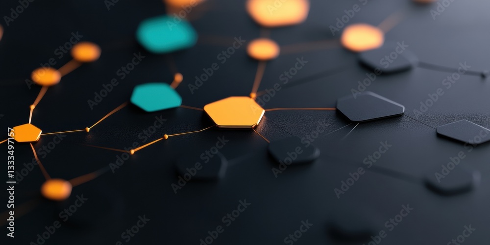 Leinwandbilder Futuristic Network Visualization AI-Driven Blockchain Connectivity Mapping Revolutionizing Digital Ecosystem Interactions with Cutting-Edge Tech Innovation