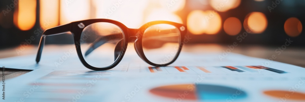 Aufkleber minimalist data analytics vision sleek black eyewear on financial infographic - cutting-edge busines