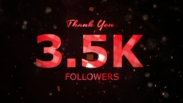 3.5K Followers celebration animation, 3500 followers thank you video, fireworks, confetti party effects, social media milestone motion graphics animation, Celebrating 3.5K followers