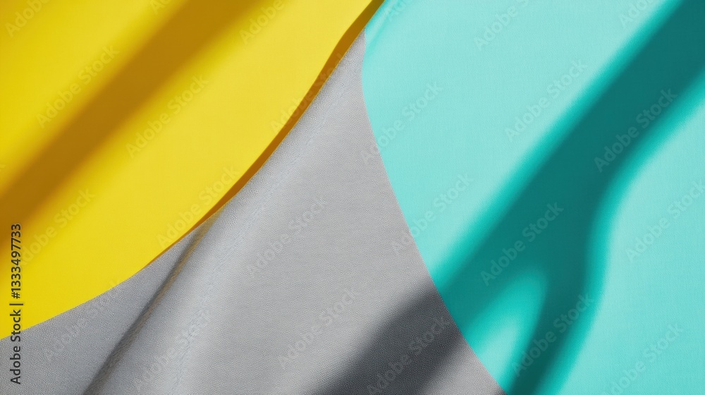 Aufkleber fluid color dynamics minimalist abstract design with vibrant yellow and teal geometric layering - co