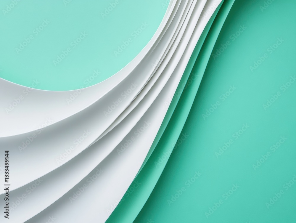 Fototapete Minimalist Wave Dynamics Soft Mint and Alabaster Abstract Texture - Contemporary Design Visualization for Digital Branding and Creative Innovation