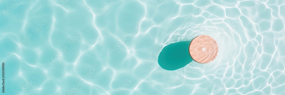 Poster minimalist aqua aesthetics tranquil pool surface with geometric color block design - wellness trend 