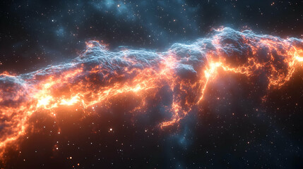 Fototapeta premium Abstract Glowing Fire Nebula In Deep Space