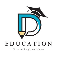 Letter D And Pencil Logo