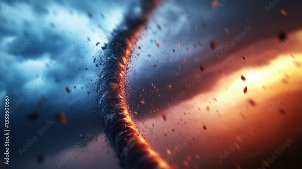 Aufkleber climate crisis visualization dramatic tornado vortex - immersive environmental data storytelling for