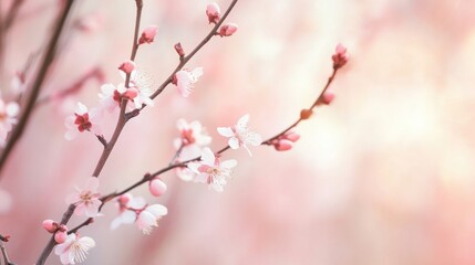Delicate Willow and Peach Blossoms in Harmony, Symbolizing Renewal and Serenity of Spring