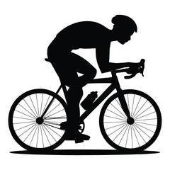 Obraz premium Cyclist Silhouette, Vector, Icon, Logo, White Background.