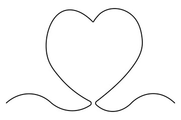 Heart continuous single line art drawing. Hand drawn doodle heart outline vector illustration
