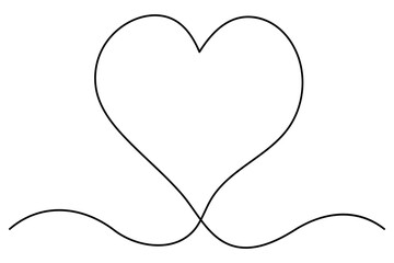 Heart continuous single line art drawing. Hand drawn doodle heart outline vector illustration
