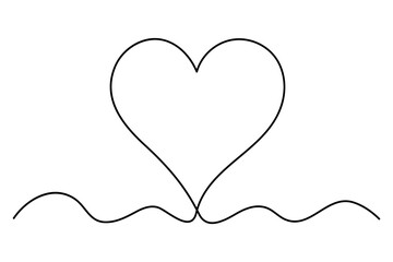 Heart continuous single line art drawing. Hand drawn doodle heart outline vector illustration
