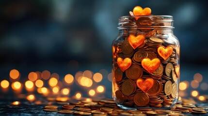 Giving, generosity, and charity.  Saving for a cause, filled with love and hope