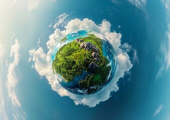 Fototapeta premium Earth, tropical island, clouds, aerial view, environmental
