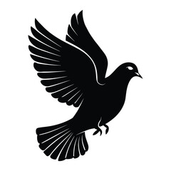 Obraz premium Dove Silhouette, Vector, Icon, Logo, White Background.