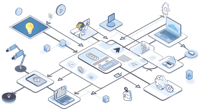 Illustration of a Sequential UX Design Process Steps: From Start to Finish