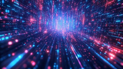 Naklejka premium Abstract Digital Data Stream Tunnel Visualization