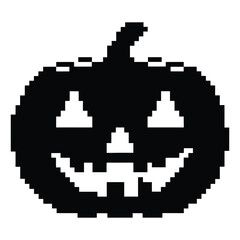 Obraz premium Pixel Style Pumpkin Silhouette, Vector, Icon, Logo, White Background.
