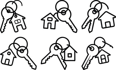 House-Shaped Keychain: The Perfect Symbol for Your Home silhouette vector illustration