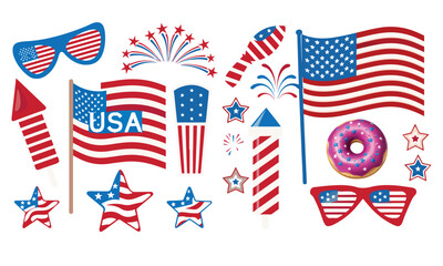 Obraz premium Fourth of July Independence Day Holiday party icons