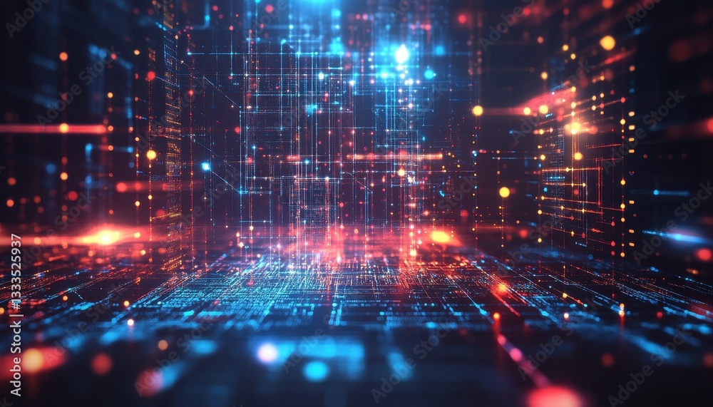 Poster Abstract Digital Network Data Flow Visualization with Glowing Red Blue Particles