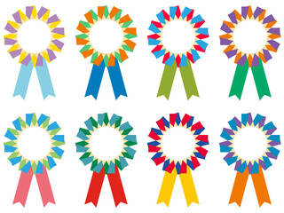 トリコロール配色のロゼット風ラベル