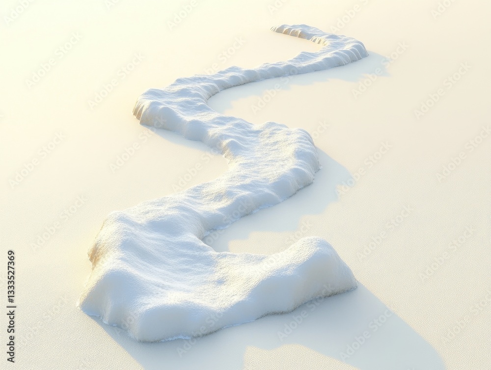 Poster abstract winding snow path on white background