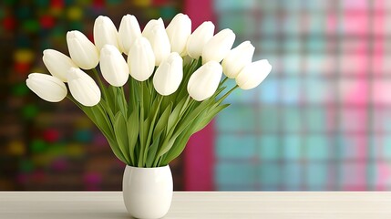 White Tulips Vase for Home Decor.