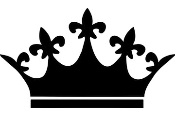 A Regal Crown, A Symbol Of Power And Majesty, Elegantly Designed With Sharp Lines And A Solid Black Silhouette Against A Stark Isolated on Transparent Background