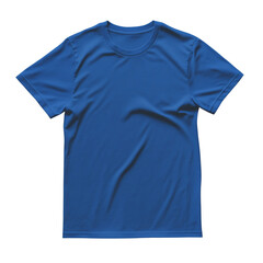 Blue T-Shirt Template, Front View on Transparent Background