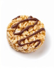 Fototapeta premium Sweet treat! Crispy rice cake topped with rich chocolate. A delicious and simple snack.