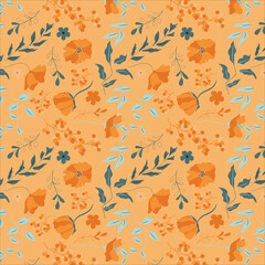 Orange Floral on Peach Background