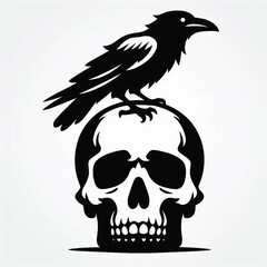 Obraz premium Raven on Skull Gothic Black Design