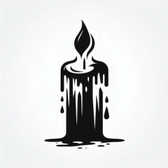 Obraz premium Melted Candle Black Silhouette Icon