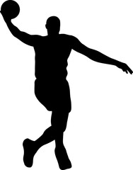 Silhouette basketball player shoot the ball, Outline design, icons and logo.