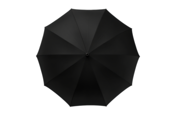 Isolated Classic Black Umbrella Viewed from Above