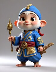 3D Magician cartoon character isolated 3D Rendered on White Background.