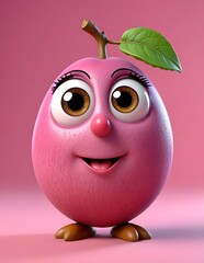 3d Cartoon Character of Fruits character on Pink background. 