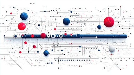 Abstract digital illustration with geometric shapes and vibrant colors on a clean white background