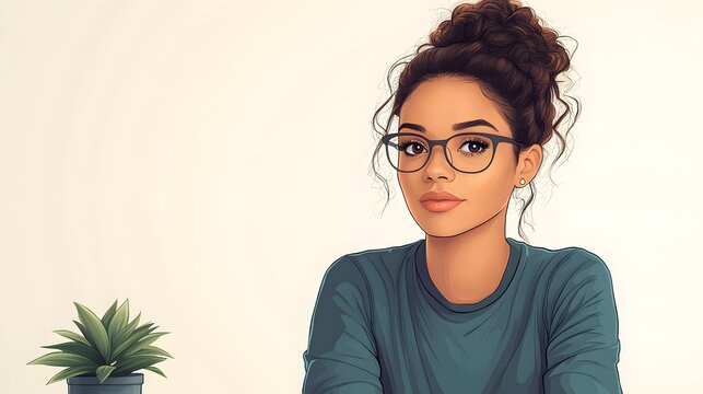 Recruiter listening to a woman speaking in a professional job interview cartoon